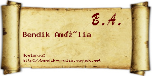 Bendik Amália névjegykártya